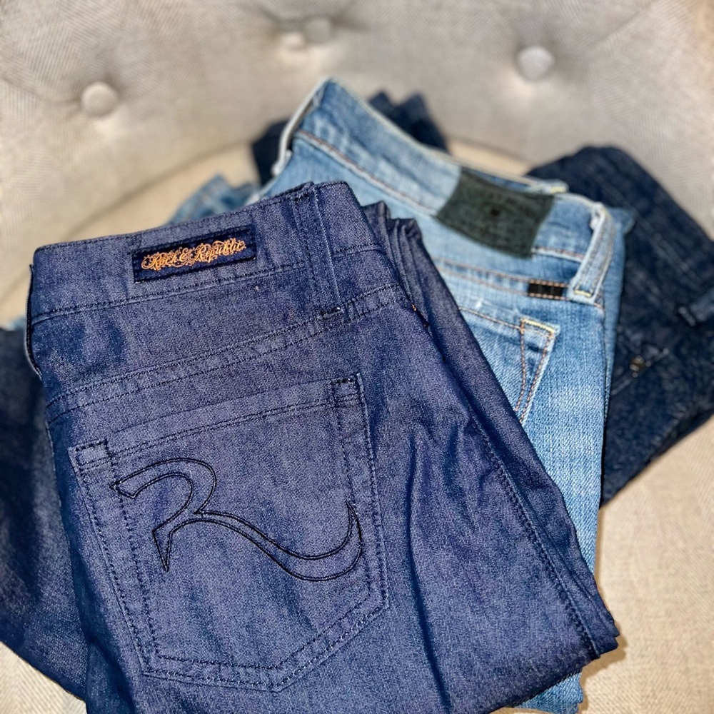 3 Pair Denim Bundle Lucky Brand Rock & Republic Rachel Roy Jeans/Leggings 25 26
